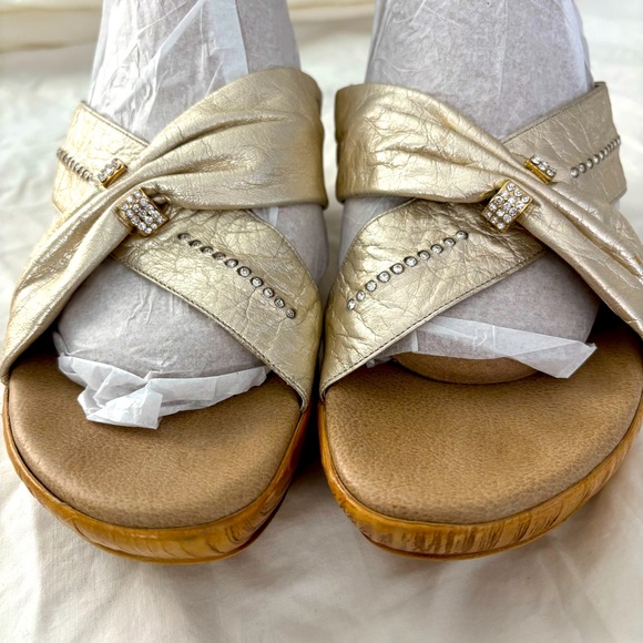 Once Puffy Wedge Sandal One Inch Platform Slip On Cream Color Iridescent 6 main image 1